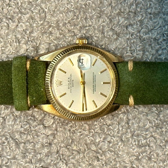 Rolex Oyster Perpetual Date 1503 Men Solid 14K Yellow Gold Watch White Dial. - Picture 5 of 15